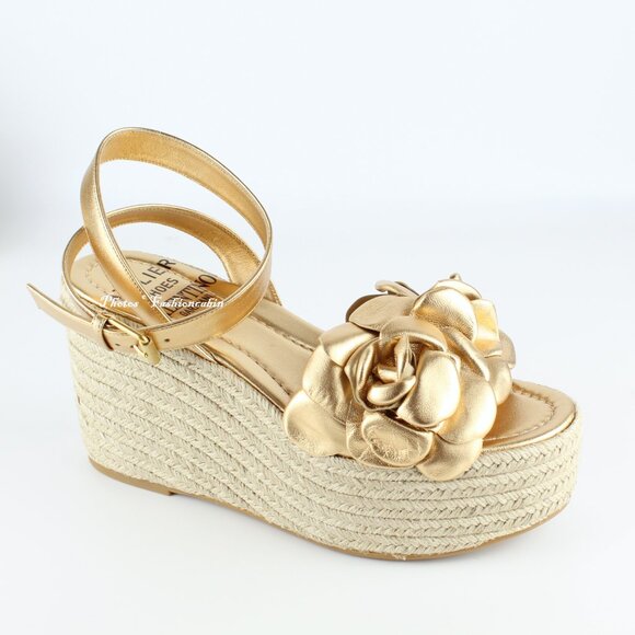 NEW Valentino Garavani Atelier 03 Rose Metallic Leather Espadrilles Sandals - Picture 5 of 16